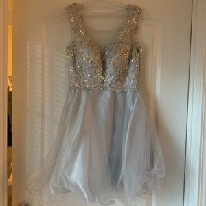 Embellished Silver Party Dress
